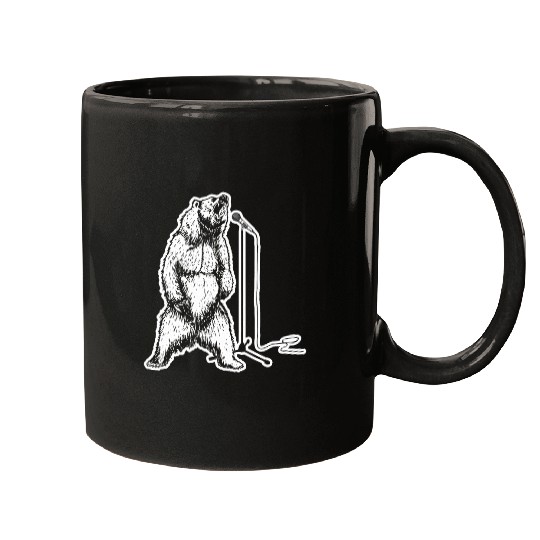 Bear Pet Funny Singing Grizzly Bear Roar Rock Music 8 Mugs