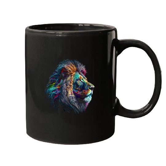 Lion Pet Head Colourful Animal Print Art Painting Lion 8 Mugs