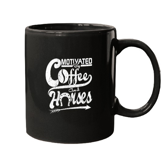 Coffee Fun Motivated By Coffee and Horses retro vintage Mugs