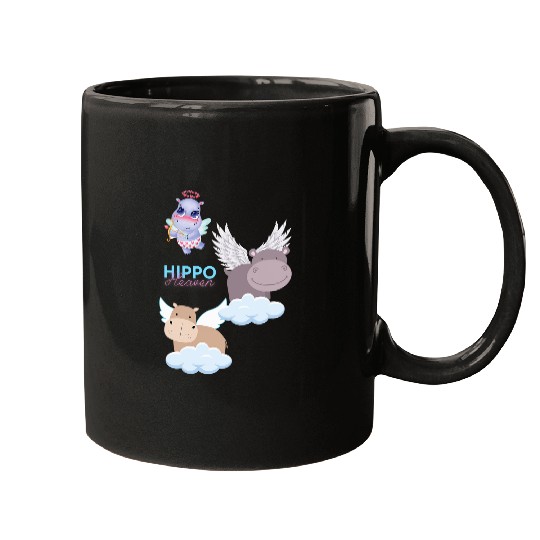 Hippo Pet Heaven Cute Hippos on Clouds Halos Animals Kids Adults Mugs