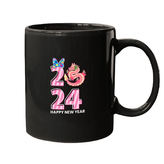 Dragon Pet Pink Dragon Big Bow Party Happy New Year NYE For Girls Mugs