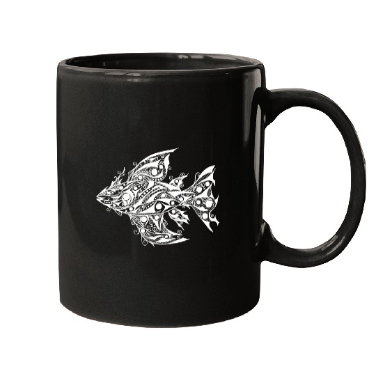 Abstract Tribal Fish Tattoo Mugs