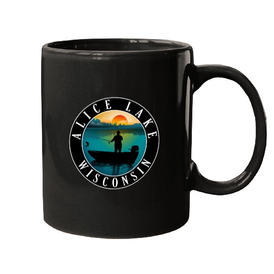 Alice Lake Wisconsin Fishing Sunset Mugs