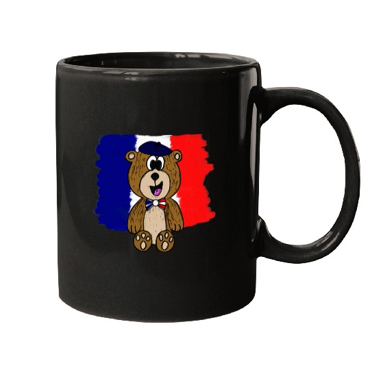 Bear Pet Bastille Day Happy 14th July Bear French Flag Mugs