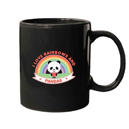 Panda Pet I Love Rainbows and Pandas Cute Anime Panda kawaii Mugs