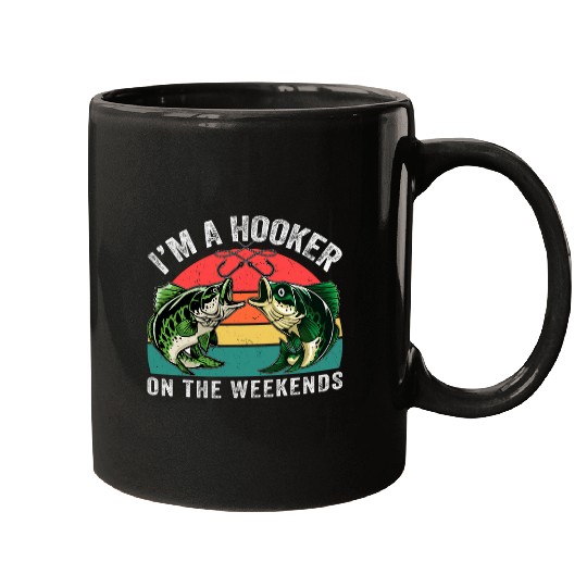 Fishings Hooker on the Weekends Bass Fishing Funny Dad Mugs