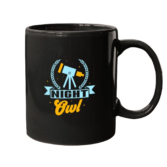 Owl Pet Night Owl Astronomy Telescope Stargazer Mugs
