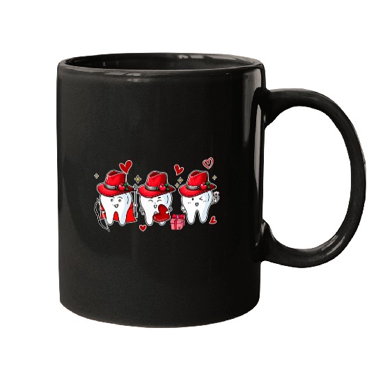 Valentines Day Hearts Three Cute Teeth Dental dentists Lover Mugs