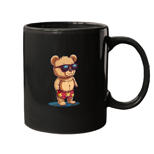 Bear Pet Funny Vacation Bear in swimming trunks Outfit Mugs