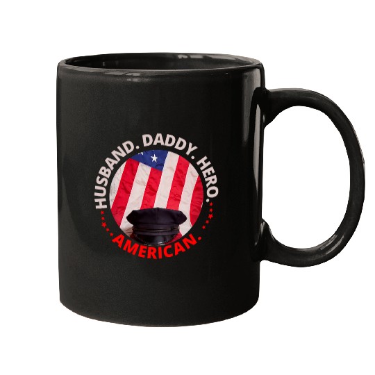 Police Job Husband Daddy Hero American Police Officer Fathers Day Mugs