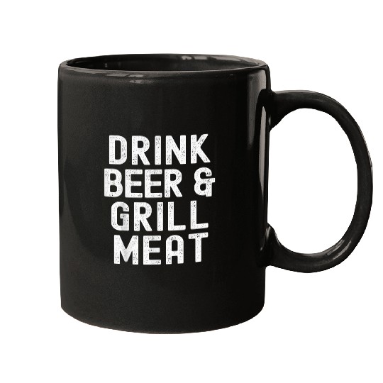 Beer Fun and Grill Meat Barbecue Fathers Day Memorial Day Mugs