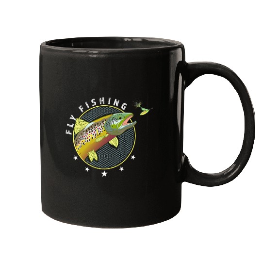 Fly Fishing Streamers Nymph Brook Trout Fisherman Mugs