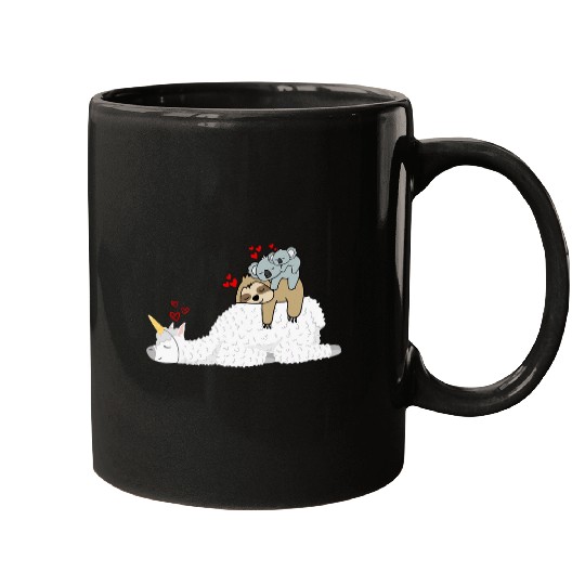 Koala Pet Llama Lazy Sloth and Baby Koala Mama Bear Valentines Mugs