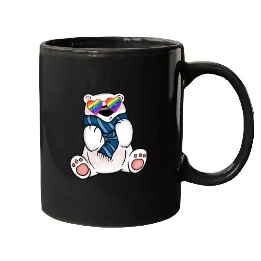 Bear Pet Gay Polar Bear Scarf LGBTQ Stuff Teens Rainbow Sunglasses Mugs