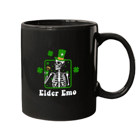 Coffee Fun Elder Emo St Patrick s Day Funny Skeletons Drinking Coffee Mugs