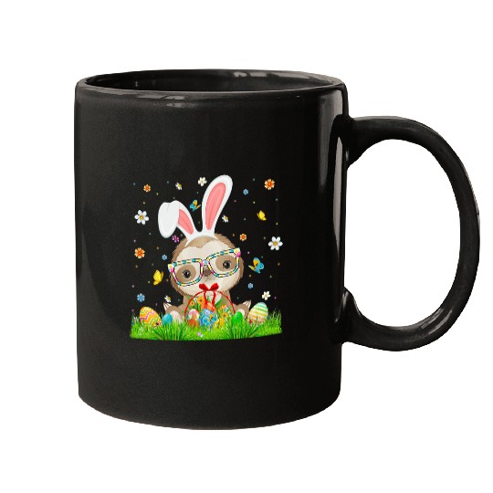 Sloth Pet Cute Bunny Sloth Easter Egg Basket Happy Easter Day Kids Mugs