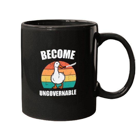 Duck Pet Become Ungovernable Meme Funny Duck Meme Retro Vintage Mugs