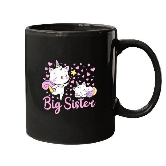 Big Sister 2024 Toddler Youth Cat Unicorns Matching Sister Mugs