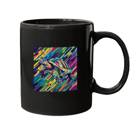 Turtle Pet Abstract Turtle Rainbow Illustration Mugs