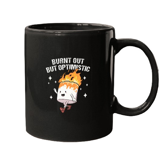 Burnt Out But Optimistic Funny Marshmallow For Camping Mugs