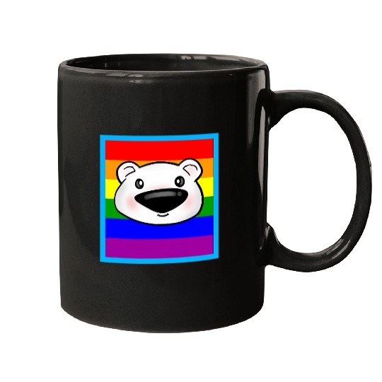Bear Pet Gay Polar Bear Lover LGBTQ Stuff Teens Cute Rainbow Square Mugs