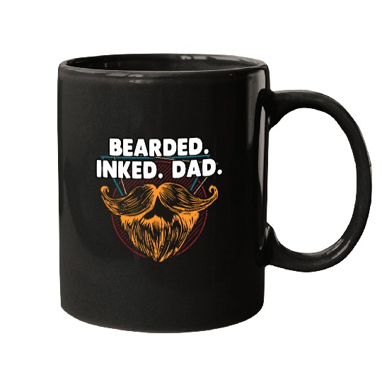 Bearded Ink Dad Tattoo Lover Beard Lover Tattooed Mustache Mugs