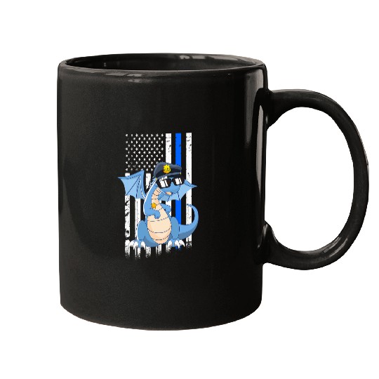 Dragon Pet Police Dragon Back the Blue Law Enforcement Appreciation Mugs