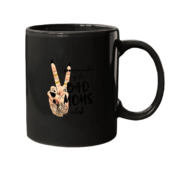 Funny Messy Bun Proud Member Of Bad Moms Club Tattoo Leopard Mugs