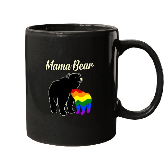 Bear Pet Mama Bear Rainbow Gay LGBTQ Pride Month Supporter Graphic Mugs