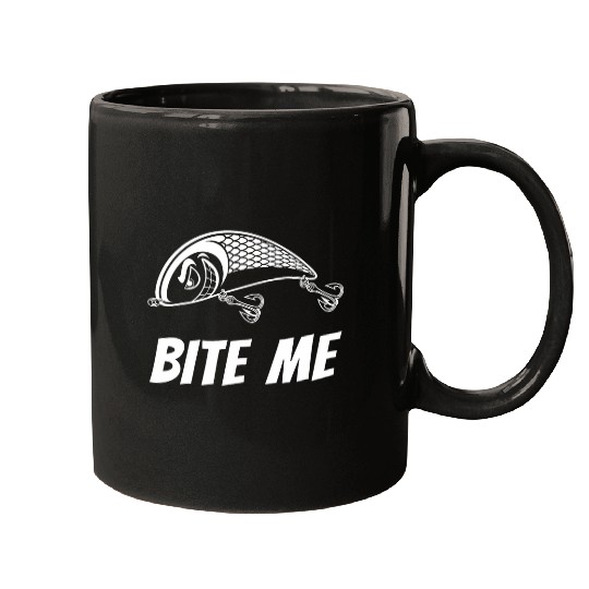 Bite Me Fishing Lure Graphic Image Skull Fish Skeletons Men 2 Mugs