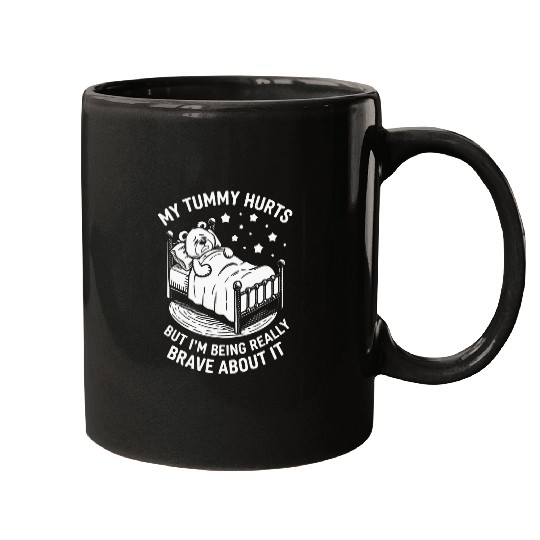 Bear Pet My Tummy Hurts Bear Stomach Ache Tummy Ache Survivor IBS 2 Mugs