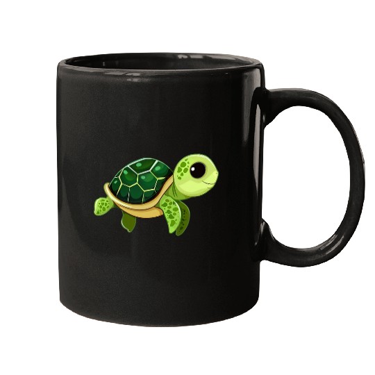 Turtle Pet Adorable Baby Green Turtle Cute Sea Life Art Design Ocean Mugs