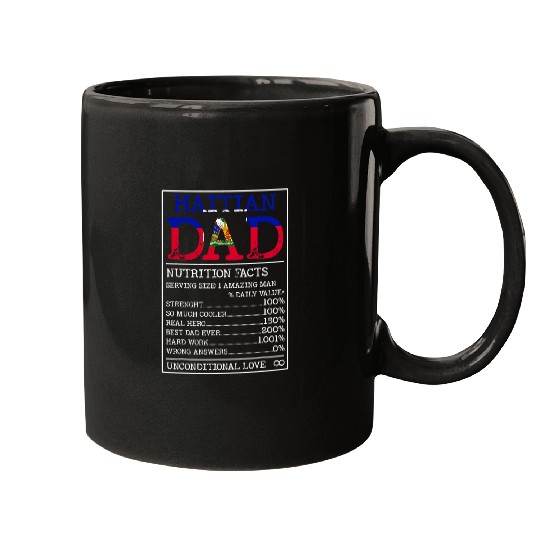 Haitian Dad Nutrition Facts Funny Haiti Fathers Day Apparel Mugs
