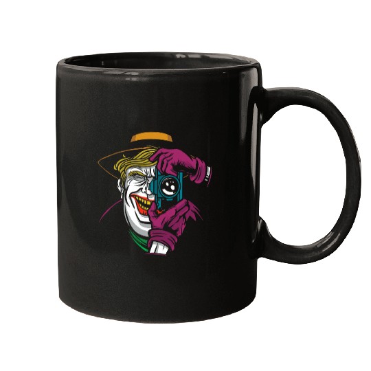 Photographer Job Joker and Trump Taking Photograph Parody Mugs