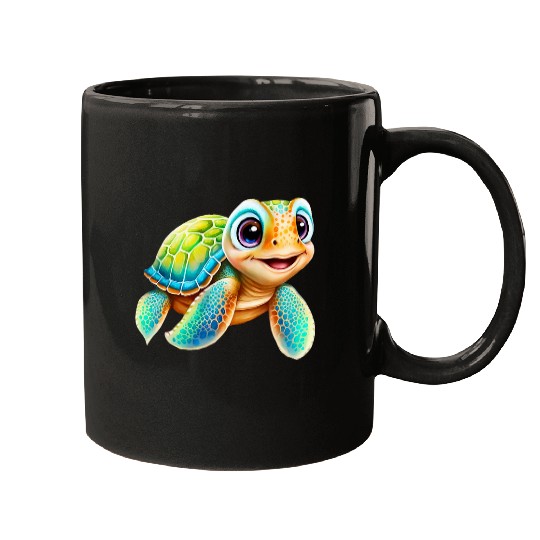 Turtle Pet Cute Baby Sea Turtle design Mugs
