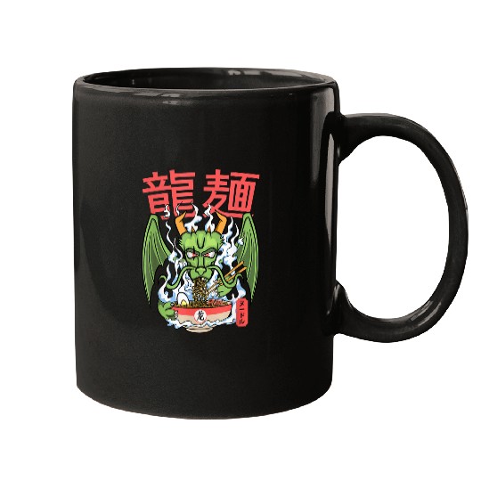 Dragon Pet ramen noodles bowl Kawaii Asian Light colors Mugs