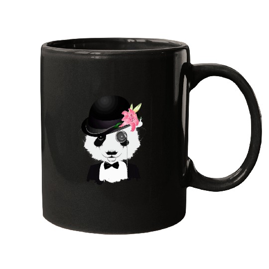 Panda Pet Chic panda bear with melon monocle and lily Mugs