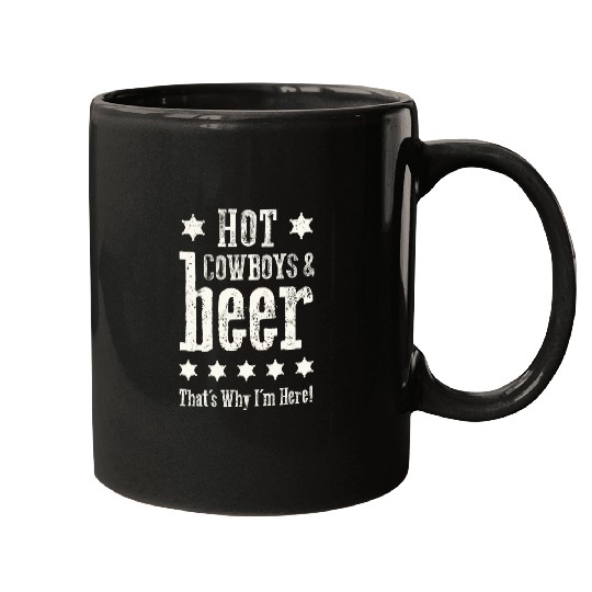 Beer Fun Hot Cowboys And Beer Funny Western Rodeo Cowboy Mugs