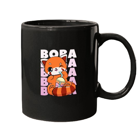 Panda Pet Chinese Red Panda Boba Cute Anime Pearl Bubble Tea Otaku Mugs