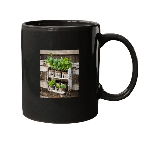 Herb Garden Rustic Markers Mugs