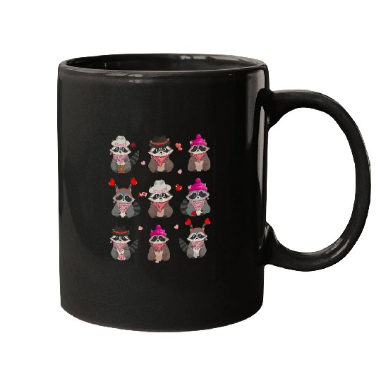 Raccoon Pet Valentines Day Funny Racoon Hearts Animal Lover Mugs