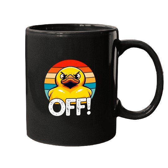 Duck Pet Funny Retro Duck Off Funny Angry Rubber Ducky Graphic Mugs