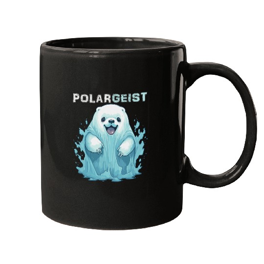 Funny Polar Bear Halloween Poltergeist ghosts Pun Item Mugs