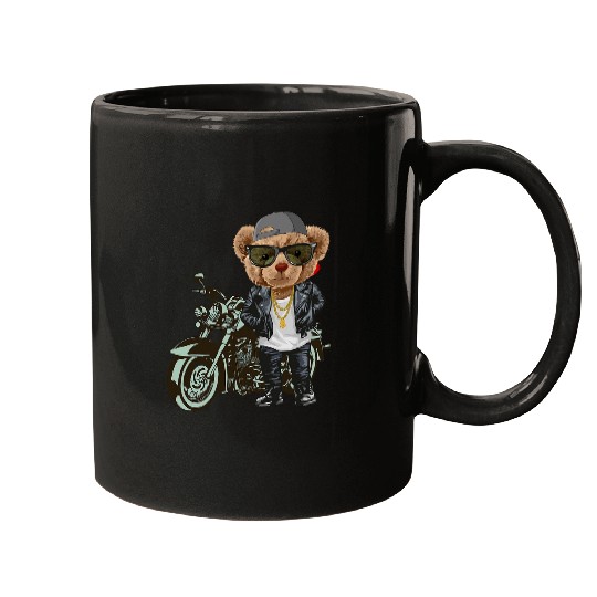 Bear Pet Cool cute bear with motorcycle Im living my bests life Mugs