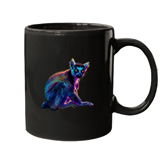 Lemur Pet Madagascar Monkey Artwork Animal Print Drawing Lemur Mugs