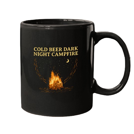 Beer Fun Cold Beer Dark Night Camping Drinking Camper Drinker Friends Mugs