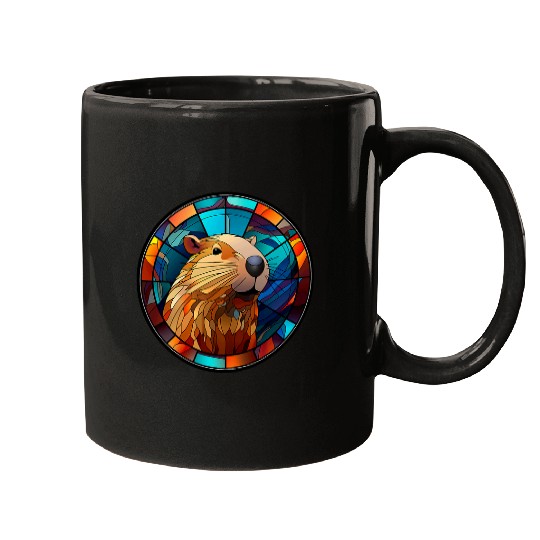 capybaras Pet Stained Glass Leadlight Artistic Design Mugs