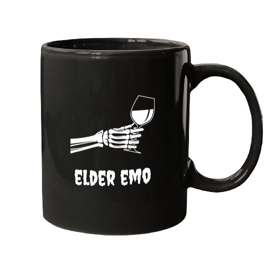 Wines Fun Elder Emo Funny Goth Skeletons Halloween Wines Drinking Mugs