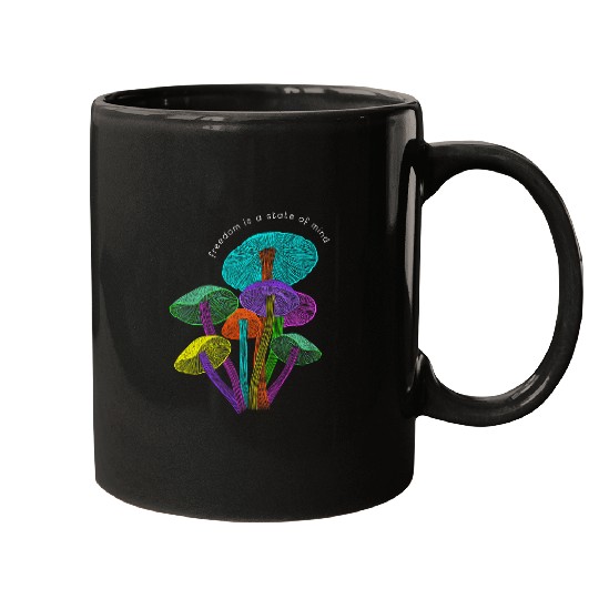 Colorful Hippy 1960s 1970s Mushroom Garden Unisex Hippie Mugs