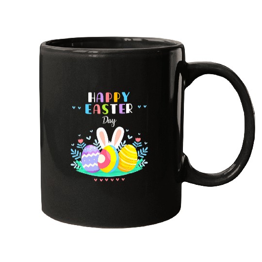 Happy Easter Day Pastel Spring Eggs Hunting Bunny Easter Mugs
